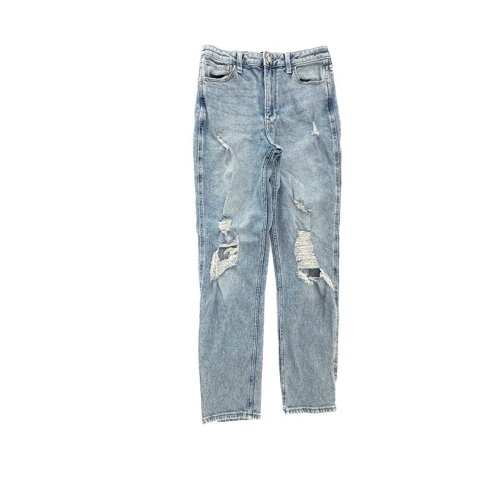 Hollister Distressed Ultra High Rise Mom Women's size 4 Medium Blue Denim jeans